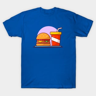 Burger And Soda Cartoon Vector Icon Illustration (11) T-Shirt